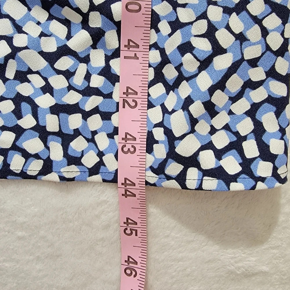 Draper James Patsy Dress In Square Geo Blue Cream Ruffled Sleeves Tie Front Sz 6 - Picture 13 of 13